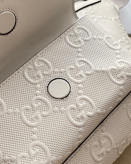 Embossed White Leather Belt Bag 645093