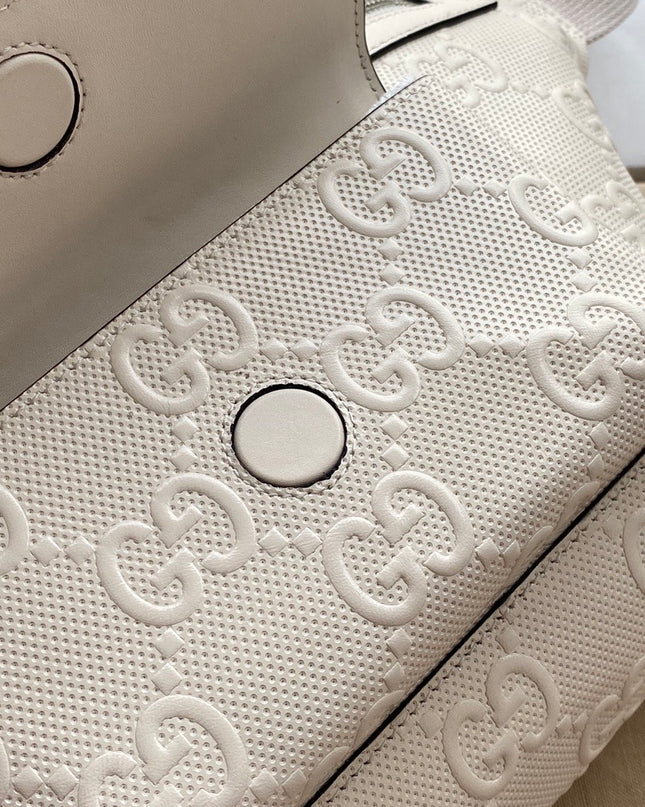Embossed White Leather Belt Bag 645093