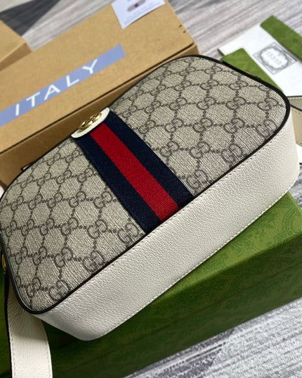 Gucci Ophidia GG Small Shoulder Bag – Beige/Ebony with Web Stripe