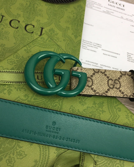 Gucci Marmont Thin Belt 414516 – Green Leather Buckle