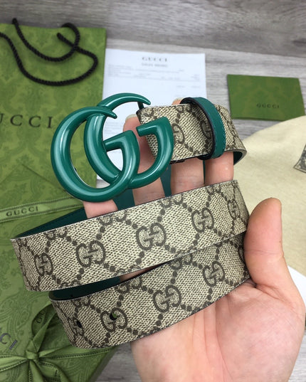 Gucci Marmont Thin Belt 414516 – Green Leather Buckle