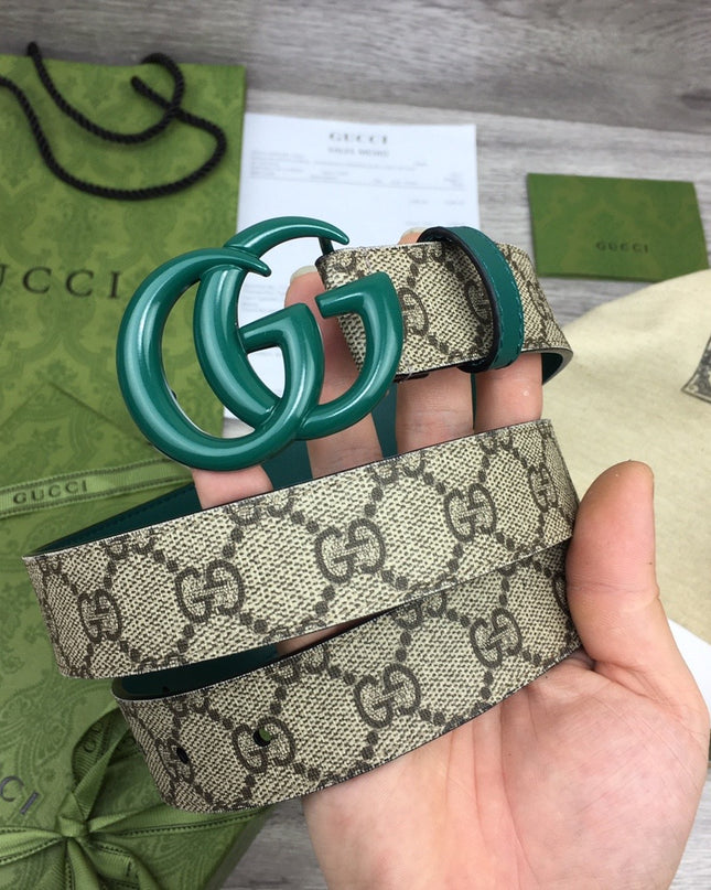 Gucci Marmont Thin Belt 414516 – Green Leather Buckle