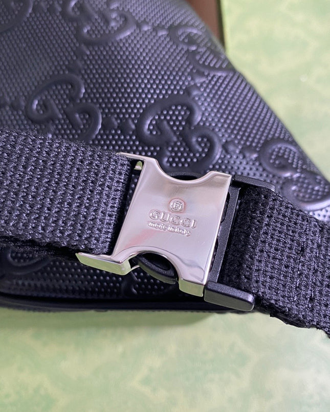 Gucci Embossed Belt Bag 658582 – Black Leather