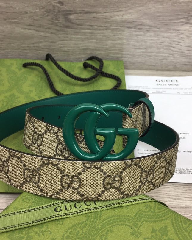Gucci Marmont Thin Belt 414516 – Green Leather Buckle