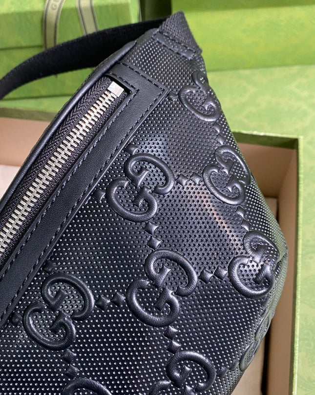 Gucci Embossed Belt Bag 658582 – Black Leather
