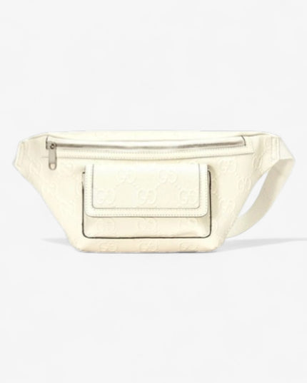 Embossed White Leather Belt Bag 645093