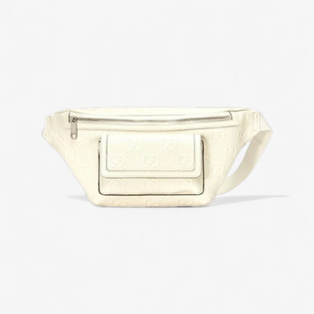 Embossed White Leather Belt Bag 645093
