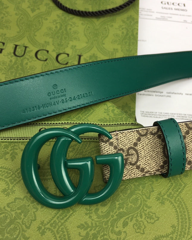 Gucci Marmont Thin Belt 414516 – Green Leather Buckle
