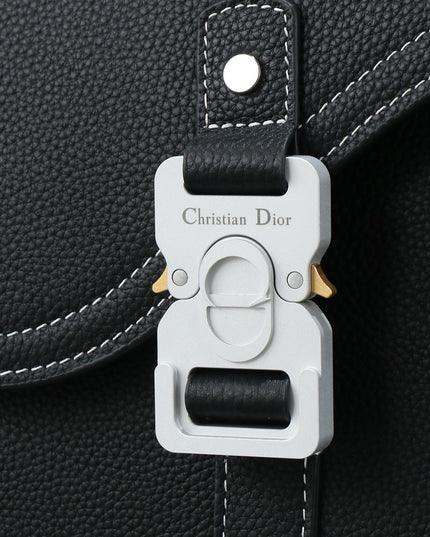 Christian Dior Messenger Bag Black Grained Leather