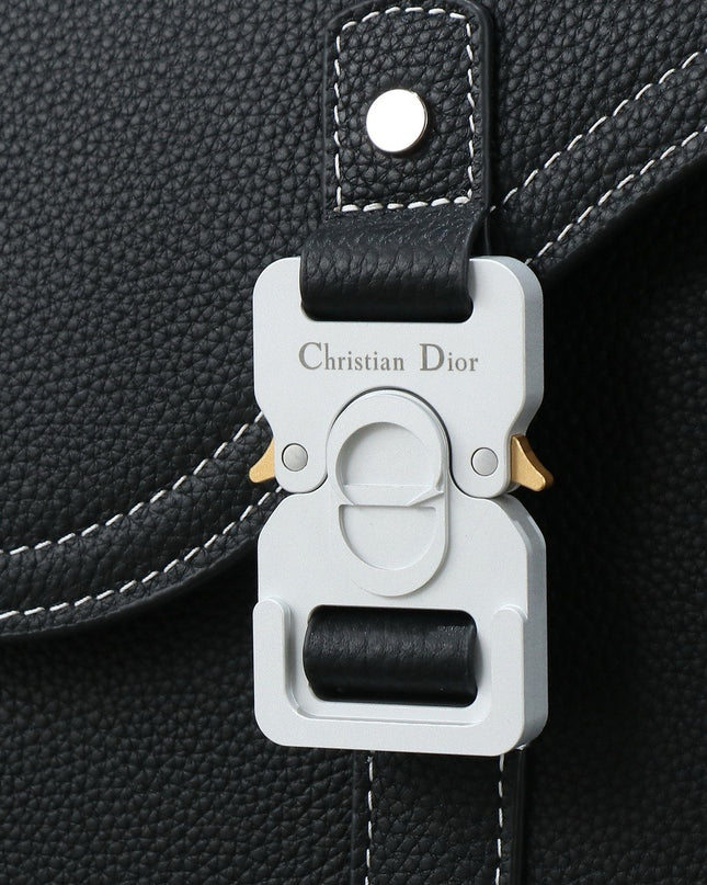 Christian Dior Messenger Bag Black Grained Leather