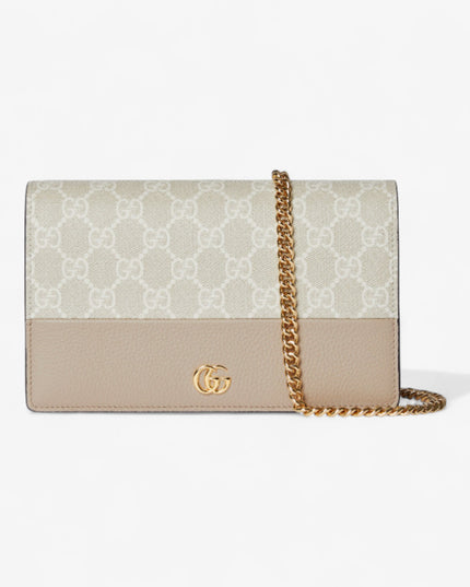 Gucci Marmont Bi-Color Leather Wallet on Chain
