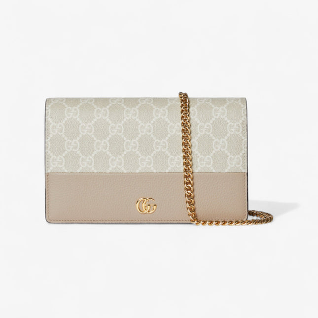 Gucci Marmont Bi-Color Leather Wallet on Chain