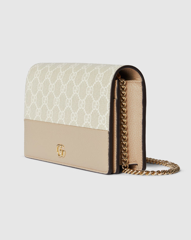Gucci Marmont Bi-Color Leather Wallet on Chain