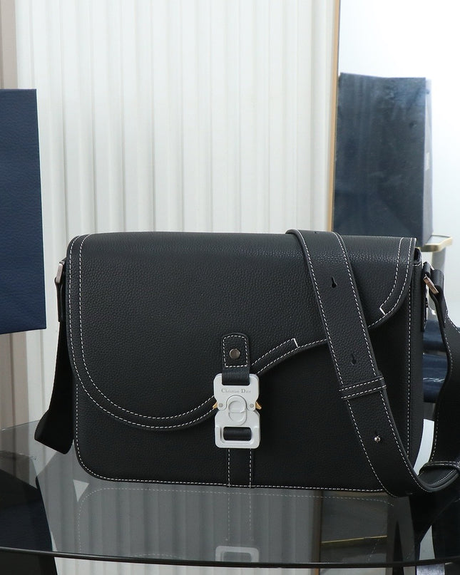 Christian Dior Messenger Bag Black Grained Leather