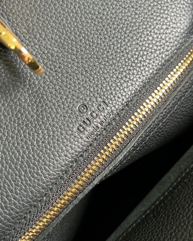 Gucci Embossed Logo Black Leather Tote Bag 674822