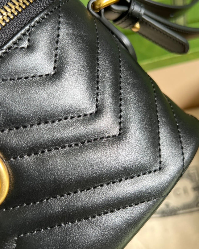 Gucci Marmont Mini Bag in Black Matelassé Leather 672253