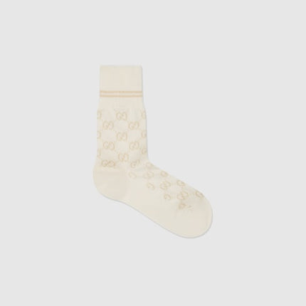 Gucci Ivory GG Pattern Cotton Blend Socks