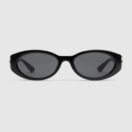 Gucci Black Oval Sunglasses with Interlocking G – GG1660S