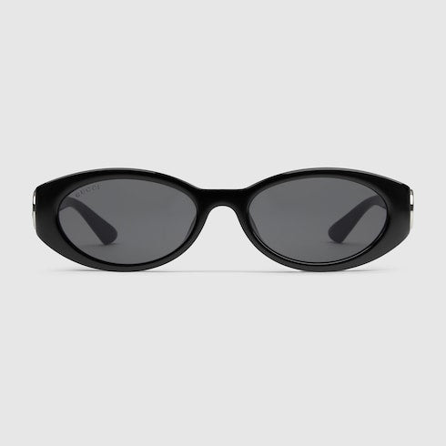 Gucci Black Oval Sunglasses with Interlocking G – GG1660S
