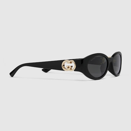 Gucci Black Oval Sunglasses with Interlocking G – GG1660S