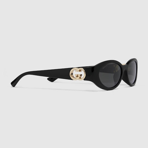 Gucci Black Oval Sunglasses with Interlocking G – GG1660S