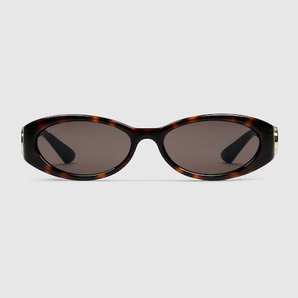 Gucci Oval Tortoiseshell Sunglasses with Interlocking G – GG1660S