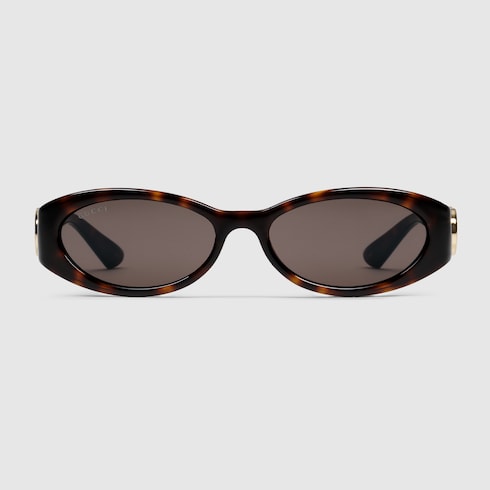 Gucci Oval Tortoiseshell Sunglasses with Interlocking G – GG1660S