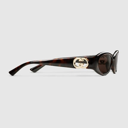 Gucci Oval Tortoiseshell Sunglasses with Interlocking G – GG1660S