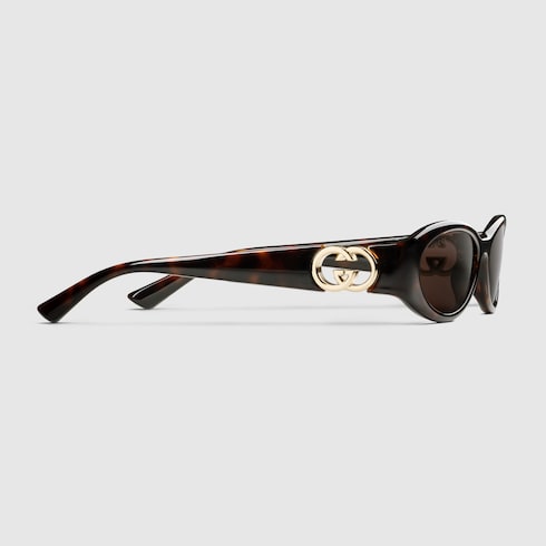 Gucci Oval Tortoiseshell Sunglasses with Interlocking G – GG1660S