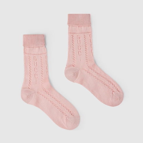 Gucci Kids Light Pink Perforated Cotton Socks