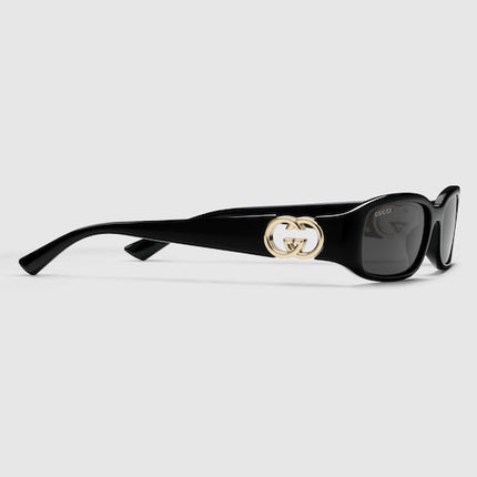 Gucci Interlocking G Rectangular Sunglasses – Shiny Black
