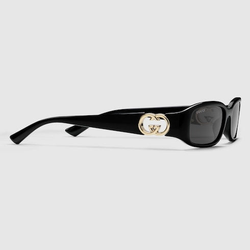 Gucci Interlocking G Rectangular Sunglasses – Shiny Black