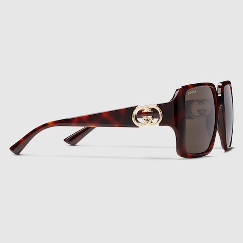 Gucci Interlocking G Oversized Sunglasses – Tortoiseshell Brown