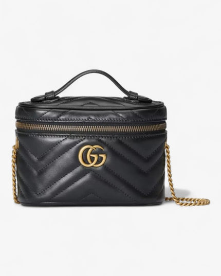 Gucci Marmont Mini Bag in Black Matelassé Leather 672253