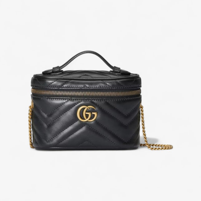 Gucci Marmont Mini Bag in Black Matelassé Leather 672253