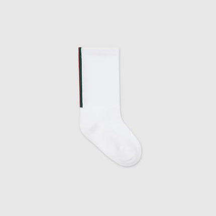Gucci Baby White Cotton Socks with Side Web Stripe