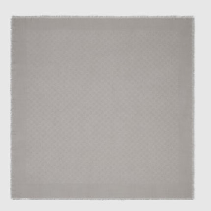 Gucci GG Wool & Silk Jacquard Shawl – Light Grey