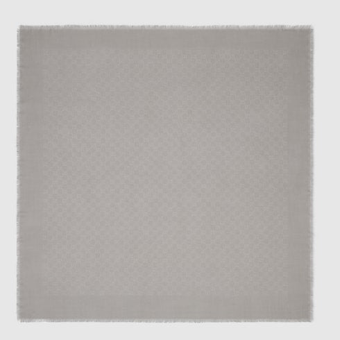 Gucci GG Wool & Silk Jacquard Shawl – Light Grey