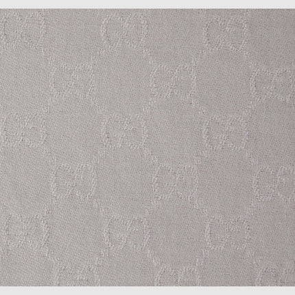 Gucci GG Wool & Silk Jacquard Shawl – Light Grey