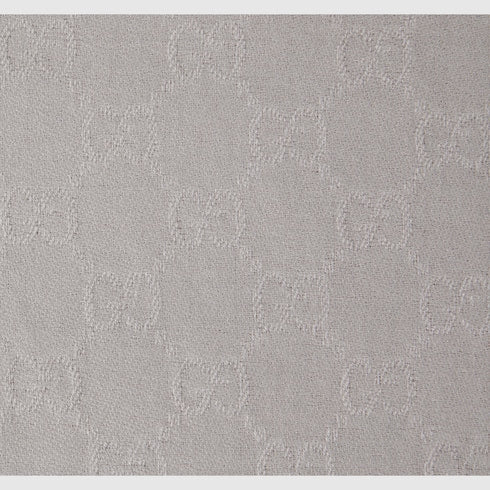 Gucci GG Wool & Silk Jacquard Shawl – Light Grey