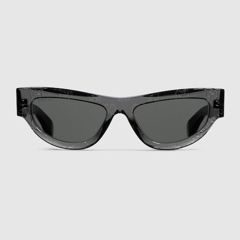Gucci Cat Eye Sunglasses in Transparent Dark Grey GG Acetate – GG1834S
