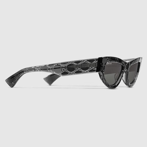 Gucci Cat Eye Sunglasses in Transparent Dark Grey GG Acetate – GG1834S
