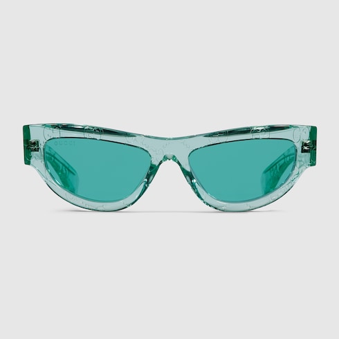 Gucci Cat Eye Sunglasses in Transparent Turquoise GG Acetate – GG1834S