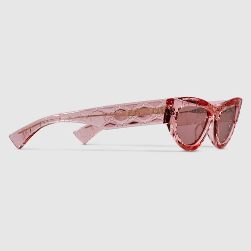 Gucci Cat Eye Sunglasses in Transparent Pink GG Acetate – GG1834S