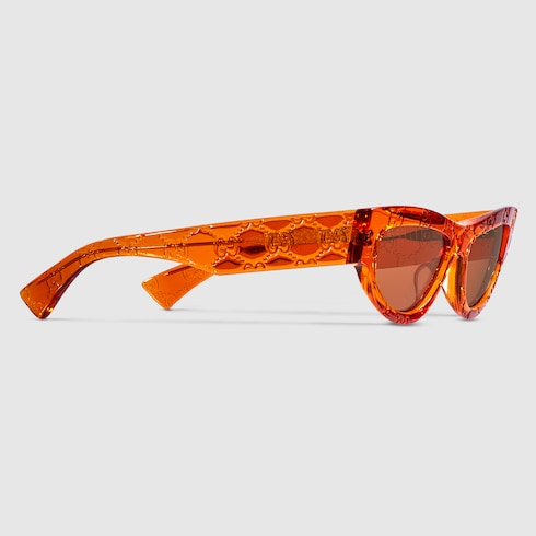 Gucci Cat Eye Sunglasses in Transparent Orange GG Acetate – GG1834S