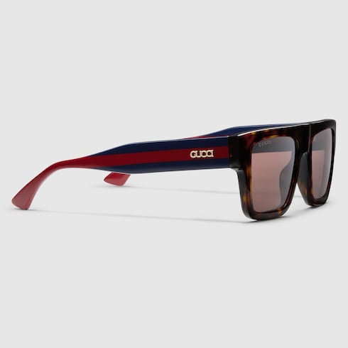 GUCCI GG1868S Square Sunglasses – Tortoiseshell with Blue-Red Temples