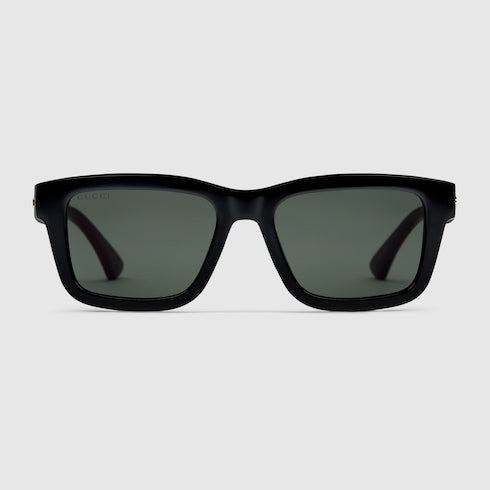 GUCCI GG1869S Rectangular Sunglasses – Black with Web Stripe Temples