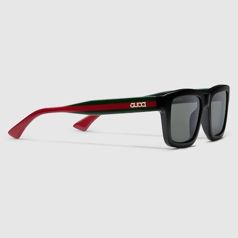 GUCCI GG1869S Rectangular Sunglasses – Black with Web Stripe Temples