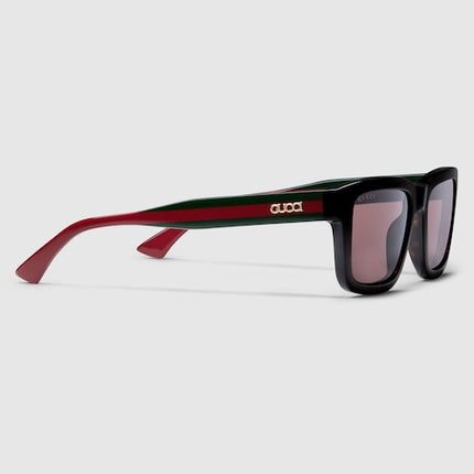 GUCCI GG1869S Rectangular Sunglasses – Tortoiseshell with Web Stripe Temples