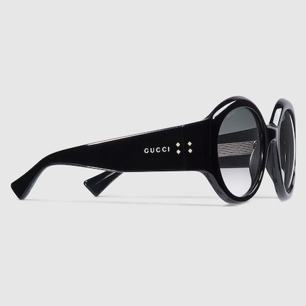 Gucci Round Black Acetate Sunglasses with Rivet Logo – GG2014S